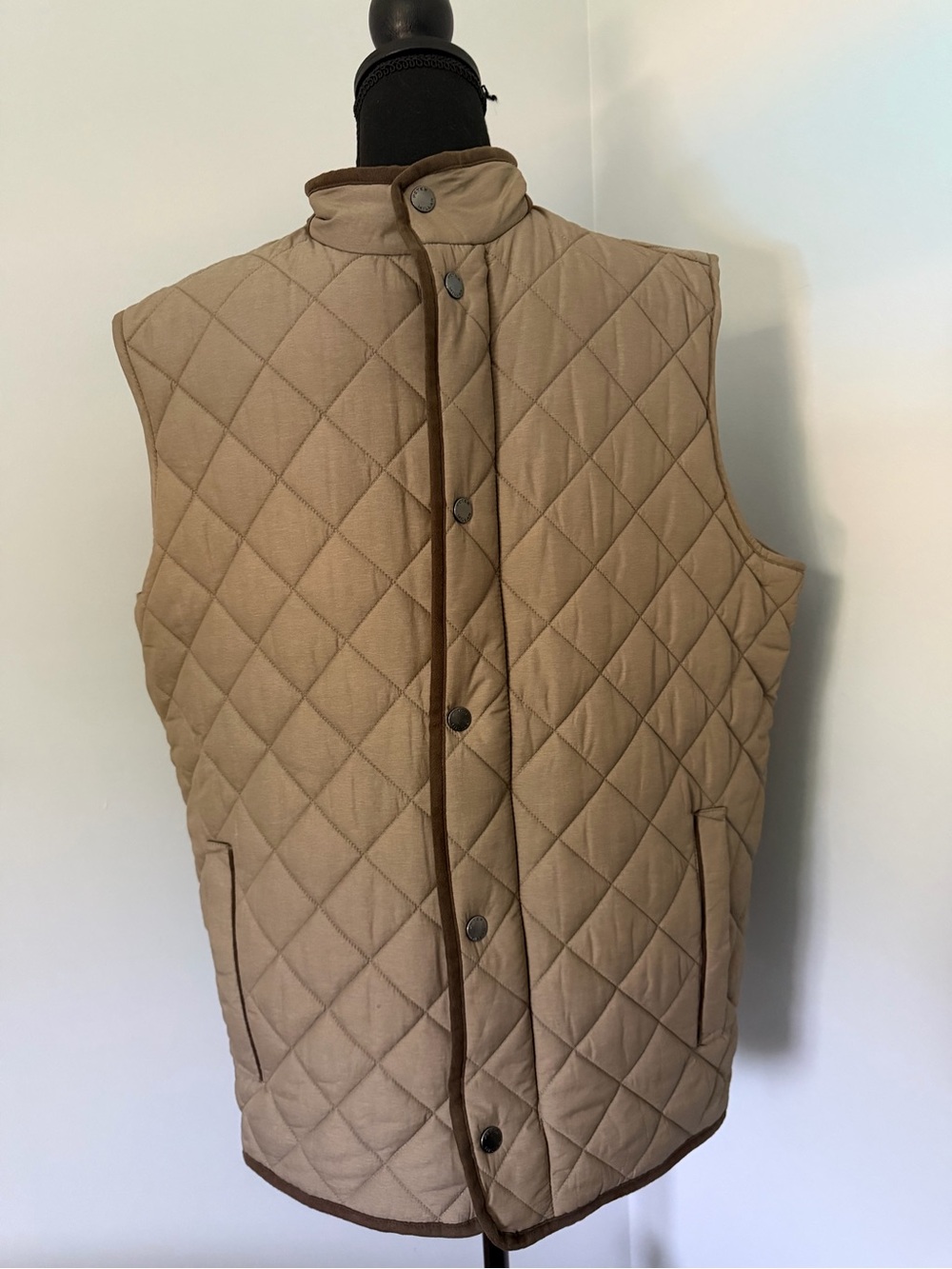 Peter Millar Essex Quilted Vest Men's X-Large Brown Full Zip Pockets Windproof